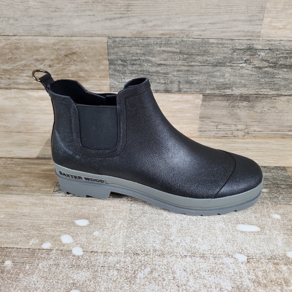 Baxter Wood Womens Chelsea Rain Boot Sz 10 Black Gary Sole Mid Top